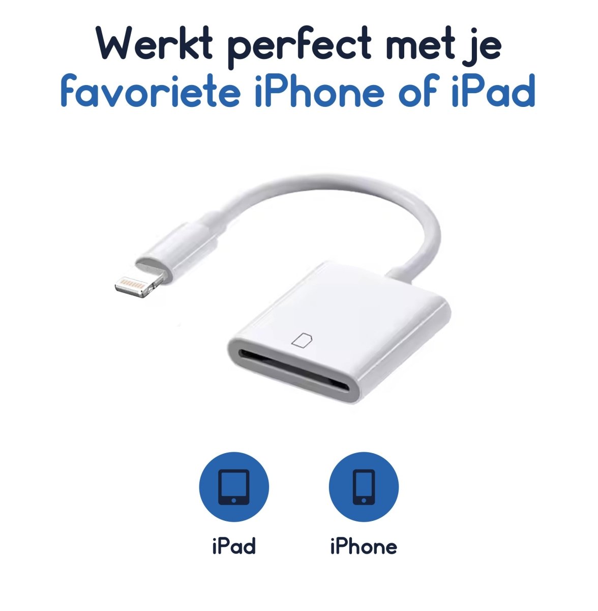 Ibley Lightning SD kaartlezer wit voor iPhone en iPad - Cardreaders - SD/TF kaartlezer - Lightning aansluiting - Plug & Play - Ibley