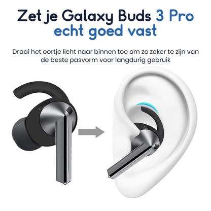 Ibley Oorhaken voor Galaxy Buds 3 Pro - Siliconen Sport Hooks - Set van 2 - Wit - Zweetbestendig - Ibley