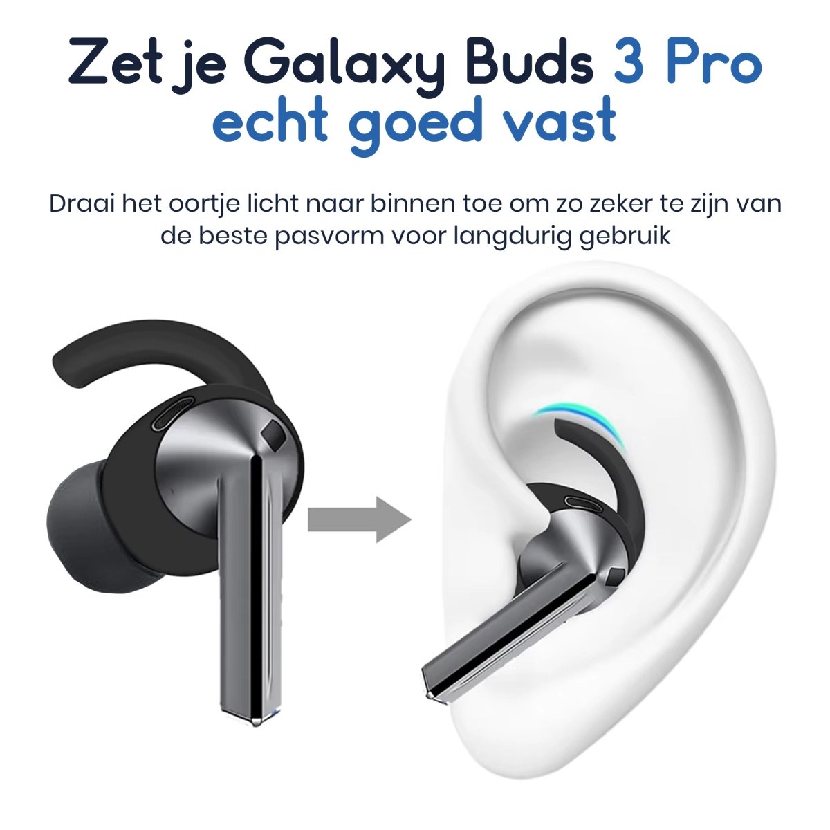 Ibley Oorhaken voor Galaxy Buds 3 Pro - Siliconen Sport Hooks - Set van 2 - Zwart - Zweetbestendig - Ibley