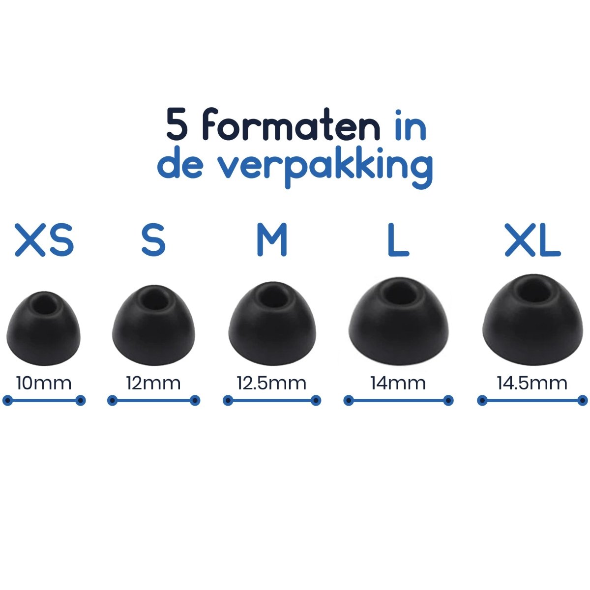 Ibley Oortips voor Beats Powerbeats Pro 2 zwart - Siliconen Earbuds - 5 Maten - 5 Paar - Ibley