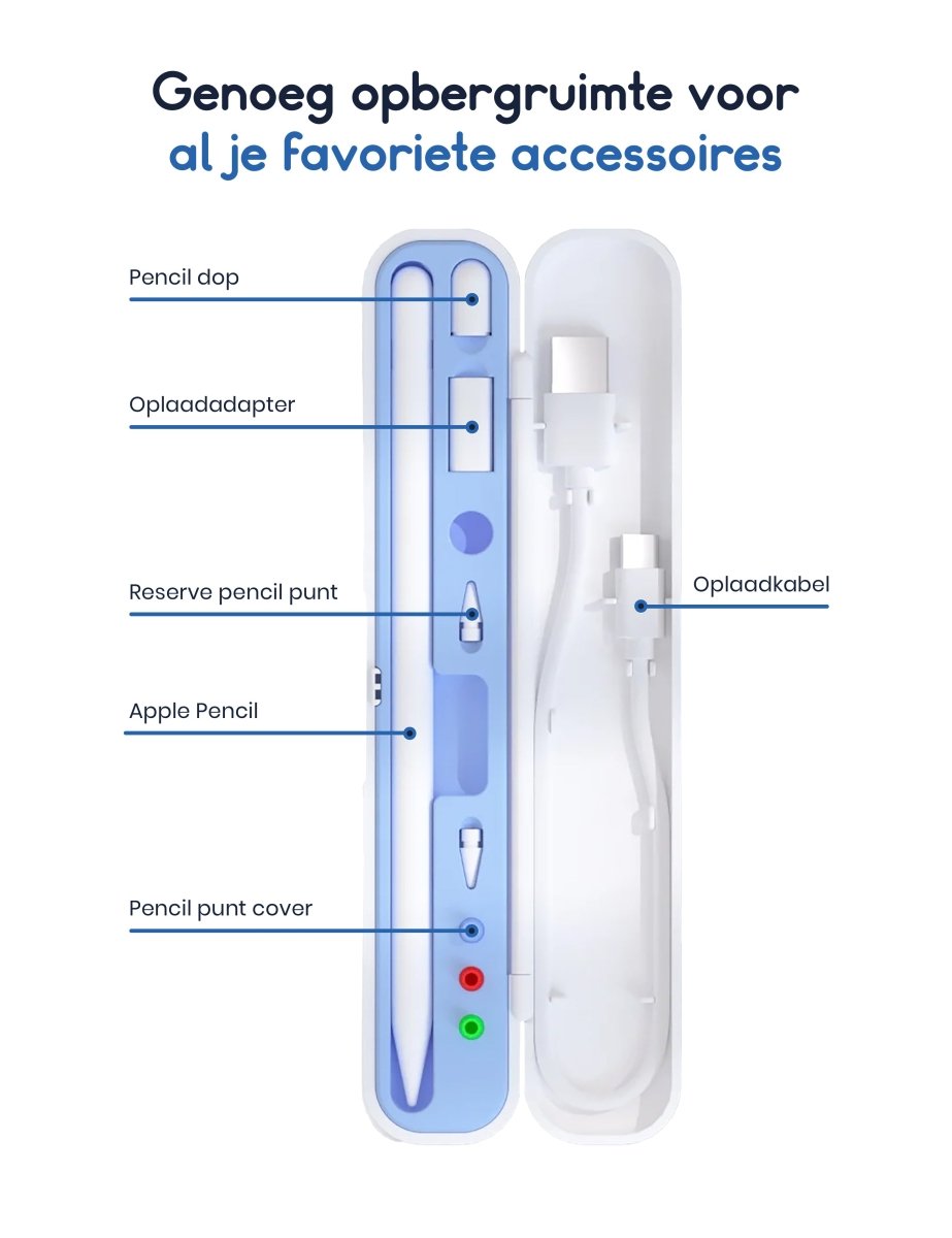 Ibley Opberghoes voor Apple Pencil 1/2/Pro Grijs - Apple Pencil houder - Apple Pencil Case - Ibley