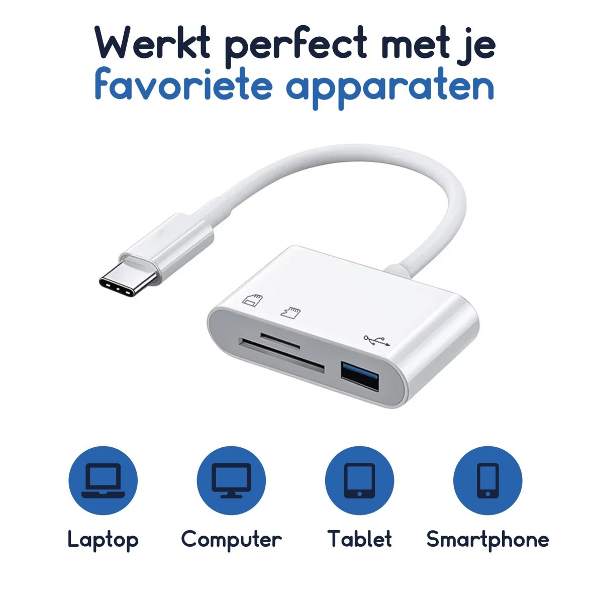 Ibley SD Kaartlezer USB‑C – MicroSD & SD – USB 3.0 – Voor iPhone 15, iPad, Windows & Android - Zwart - Ibley