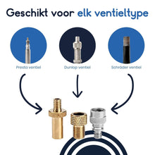 Ibley Set van 3 Verloopnippels – Ventieladapter Fiets - & Autoventiel – Frans, Hollands & Schrader – Messing/staal – Universel - Ibley
