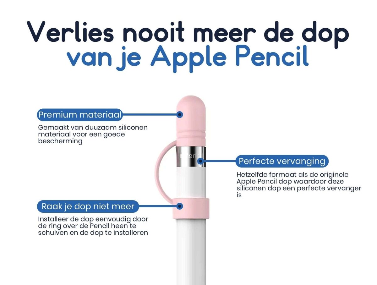 Ibley Siliconen dop voor Apple Pencil Roze - Vervangende dop - Anti lost cap - Dop beschermer - Lightning connector cover - Ibley