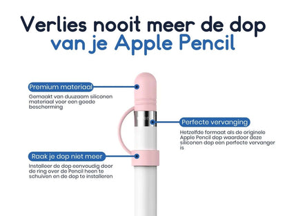 Ibley Siliconen dop voor Apple Pencil Zwart - Vervangende dop - Anti lost cap - Dop beschermer - Lightning connector cover - Ibley