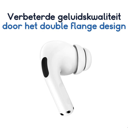 Ibley Siliconen double flange oortips voor Apple AirPods Pro (1e generatie) wit - Siliconen Earplug - Double flange design - S/M/L formaat - 3 paar - 3 maten - Ibley