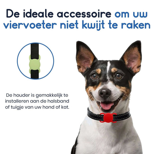 Ibley Siliconen houder zwart voor hond - en/of kathalsband voor Apple AirTag - AirTag hoes - Voor hond & kat - Ibley
