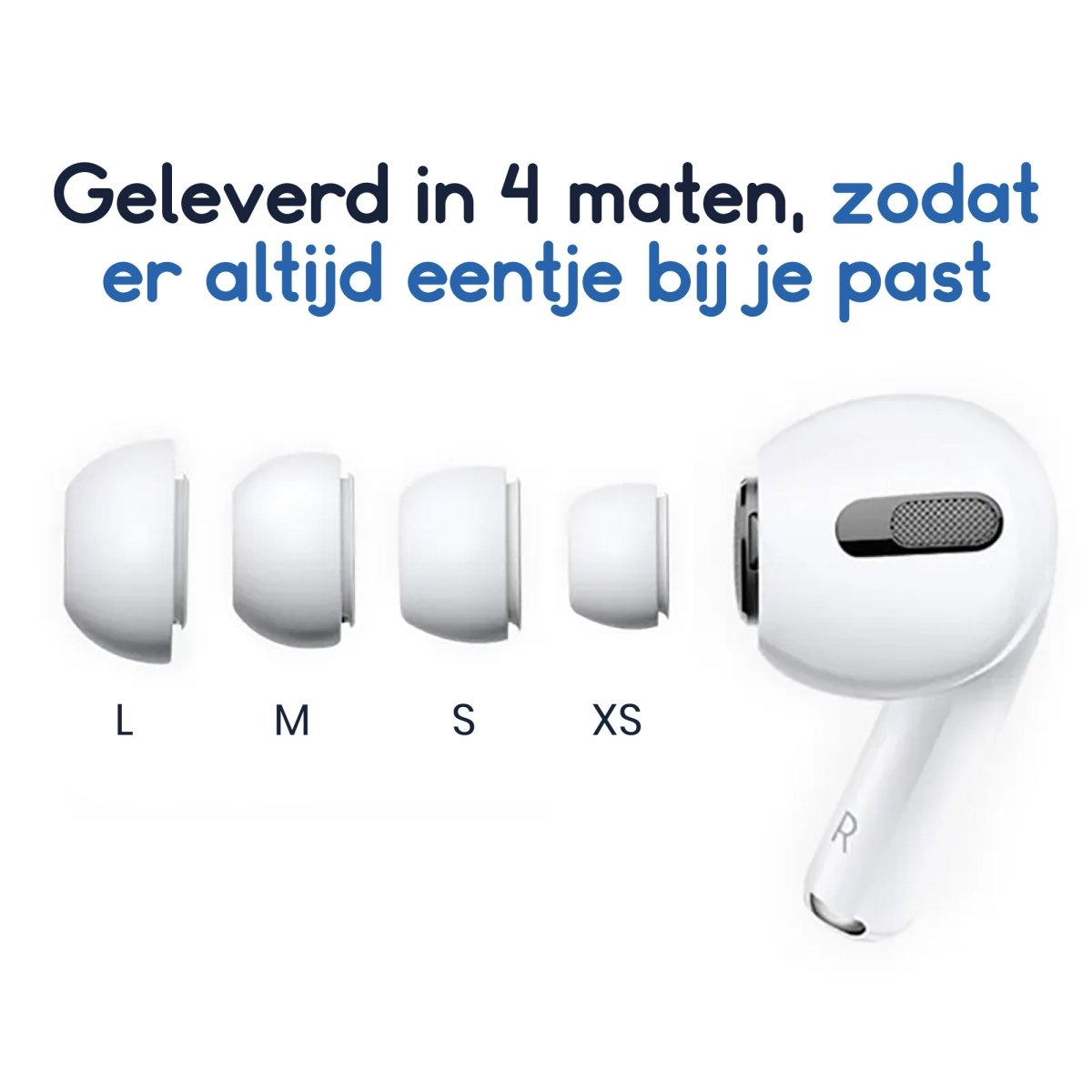 Ibley Siliconen oortips voor Apple AirPods Pro 2 wit - Siliconen Earplug - XS/S/M/L formaat - 4 paar - 4 maten - Ibley