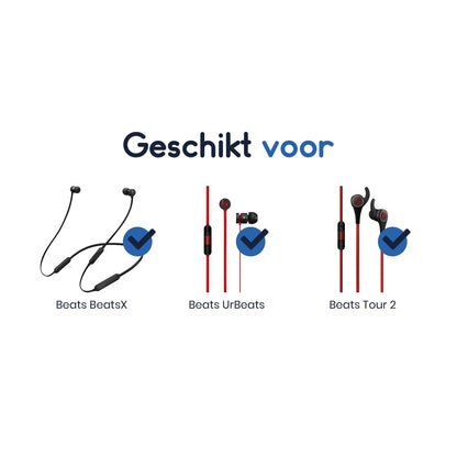 Ibley Siliconen oortips voor Beats BeatsX/UrBeats/Tour 2 Zwart - Siliconen Earplug - S/M/L/Double lange formaat - 4 paar - 4 maten - Powerbeats 2/3 oortips - Ibley