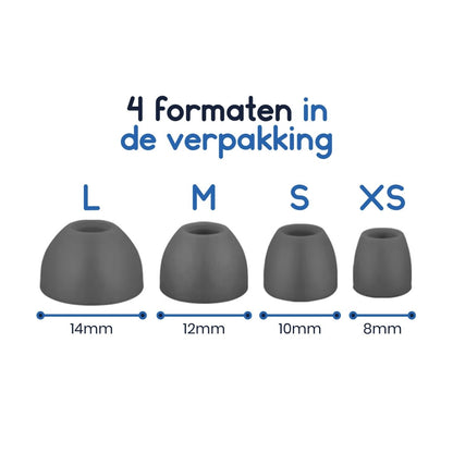 Ibley Siliconen oortips voor B&O Beoplay H3/H5/E4/E6/E8/EQ Licht grijs - Siliconen Earplug - S/M/L/XL formaat - 4 paar - 4 maten - Beoplay H3/H5/E4/E6/E8/EQ oortips - Ibley