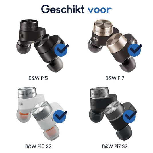 Ibley Siliconen oortips voor Bowers & Wilkins Pi5 (S2) & Pi7 (S2) zwart - Siliconen Earplug - S/M/L formaat - 3 paar - 3 maten - B&W Pi5 (S2) oortips - B&W Pi7 (S2) oortips - Ibley