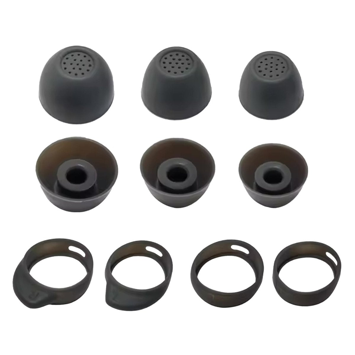 Ibley Siliconen oortips voor Galaxy Buds FE grijs - Siliconen Earplug - S/M/L formaat - 3 paar - 3 maten - Inclusief 2 paar haken - S/L formaat - Ibley