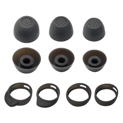 Ibley Siliconen oortips voor Galaxy Buds FE grijs - Siliconen Earplug - S/M/L formaat - 3 paar - 3 maten - Inclusief 2 paar haken - S/L formaat - Ibley
