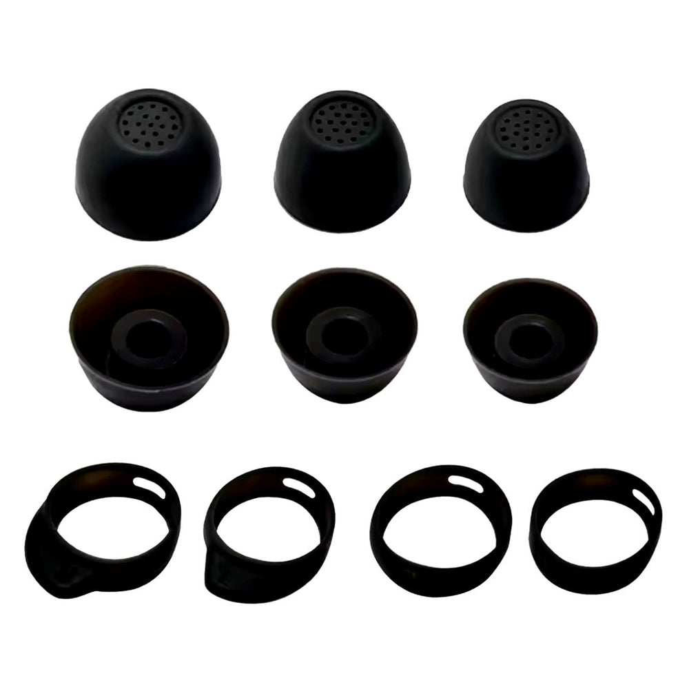 Ibley ComfortFit Siliconen oortips voor Galaxy Buds FE zwart - Siliconen Earplug - S/M/L formaat - 3 paar - 3 maten - Inclusief 2 paar haken - S/L formaat