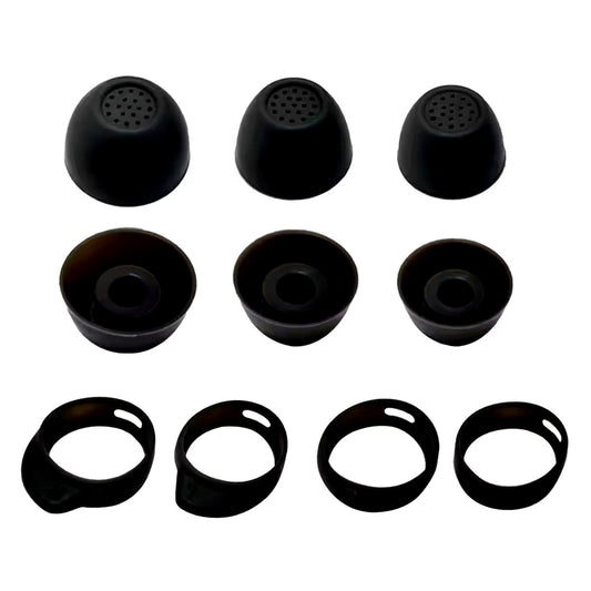 Ibley Siliconen oortips voor Galaxy Buds FE zwart - Siliconen Earplug - S/M/L formaat - 3 paar - 3 maten - Inclusief 2 paar haken - S/L formaat - Ibley