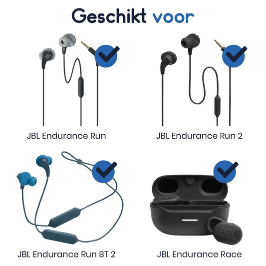 Ibley Siliconen oortips voor JBL Endurance Race/Run/Run2/Run BT2 Wit - Siliconen Earplug - S/M/L formaat - 3 paar - 3 maten - JBL Race/Run/Run2/Run - BT2 oortips - Ibley