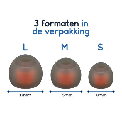 Ibley Siliconen oortips voor JBL Tune 120/125 Donkergrijs - Siliconen Earplug - S/M/L formaat - 3 paar - 3 maten - JBL Tune 120/125 oortips - Ibley