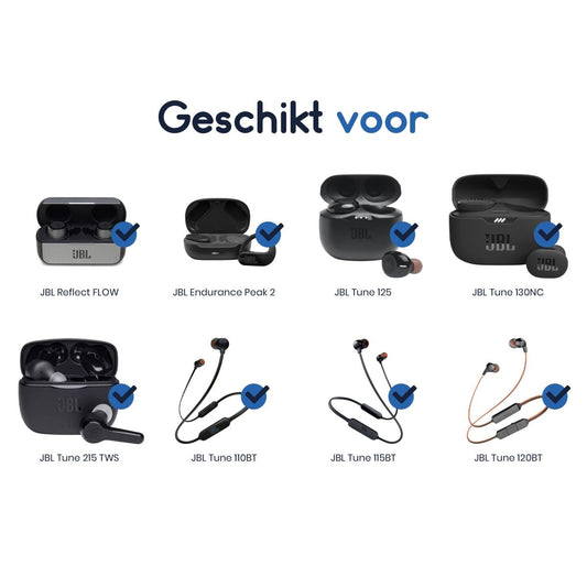 Ibley Siliconen oortips voor JBL Tune 120/125 Donkergrijs - Siliconen Earplug - S/M/L formaat - 3 paar - 3 maten - JBL Tune 120/125 oortips - Ibley