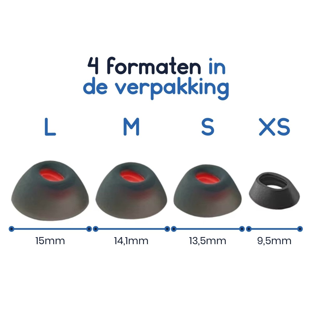 Ibley Siliconen oortips voor JBL Tune Flex wit - Siliconen Earplug - XS/S/M/L formaat - 4 paar - 4 maten - JBL Tune Flex oortips - Ibley