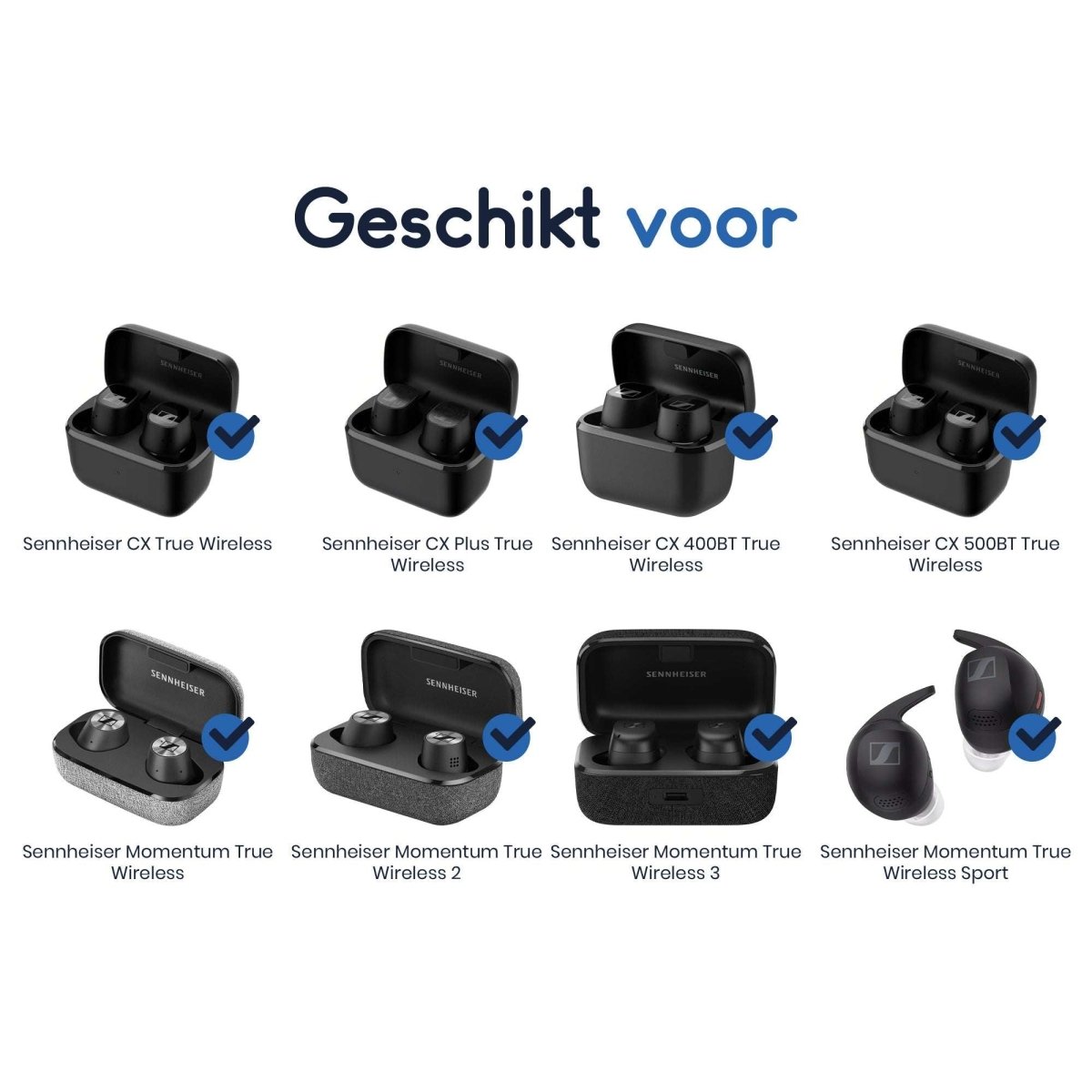 Ibley Siliconen oortips voor Sennheiser Momentum True Wireless 2/3/4/Sport wit - Siliconen Earplug - XS/S/M/L formaat - 4 paar - 4 maten - Sennheiser CX 1/Plus oortips - Sennheiser CX 400BT/500BT oortips - Ibley