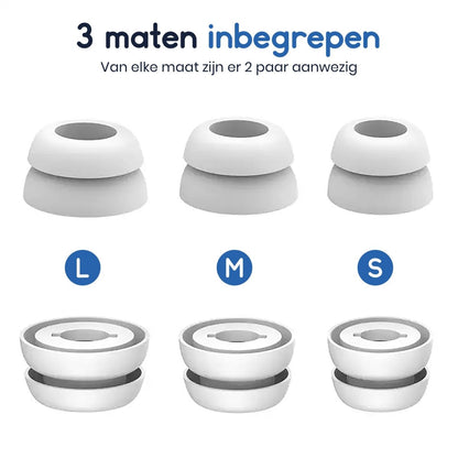 Ibley Siliconen tips voor Samsung Galaxy buds pro wit double flange - Siliconen Earplug - Double flange design - S/M/L formaat - 6 paar - 3 maten - Ibley