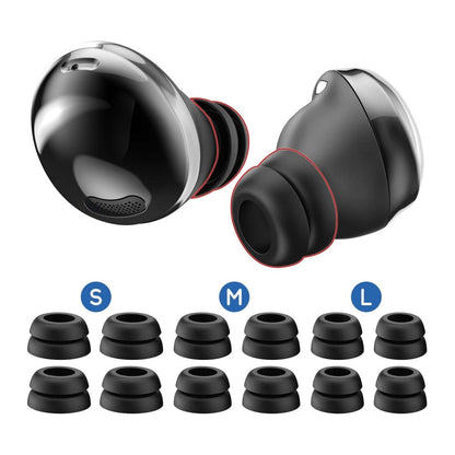 Ibley Siliconen tips voor Samsung Galaxy buds pro zwart double flange - Siliconen Earplug - Double flange design - S/M/L formaat - 6 paar - 3 maten - Ibley