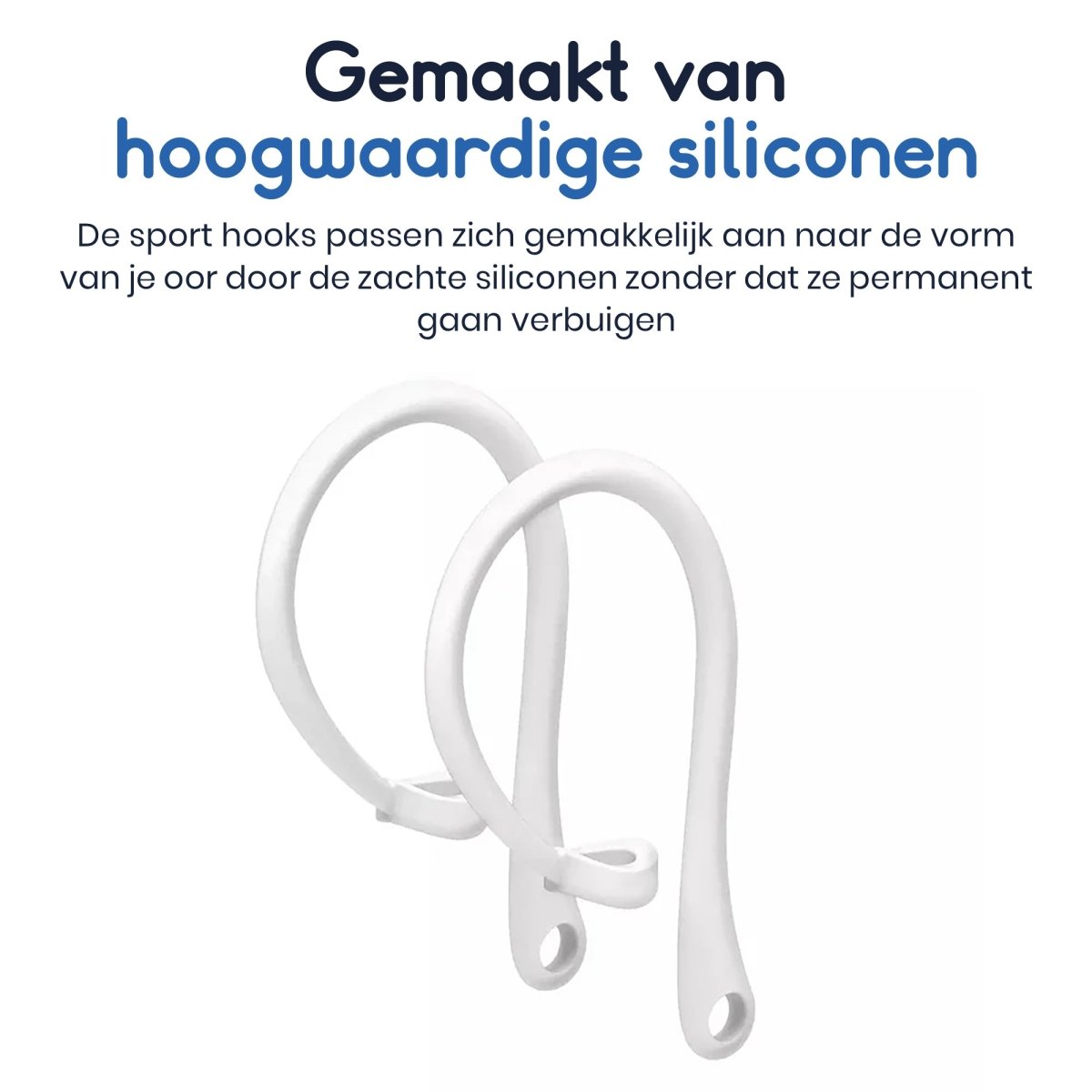 Ibley Sport hooks wit voor Apple AirPods Pro 1/2 & AirPods 3/4 - Oorhaken - Siliconen sport haken - Geschikt voor AirPods Pro 1/2 en Apple AirPods 3/4 - Set van 2 - Ibley