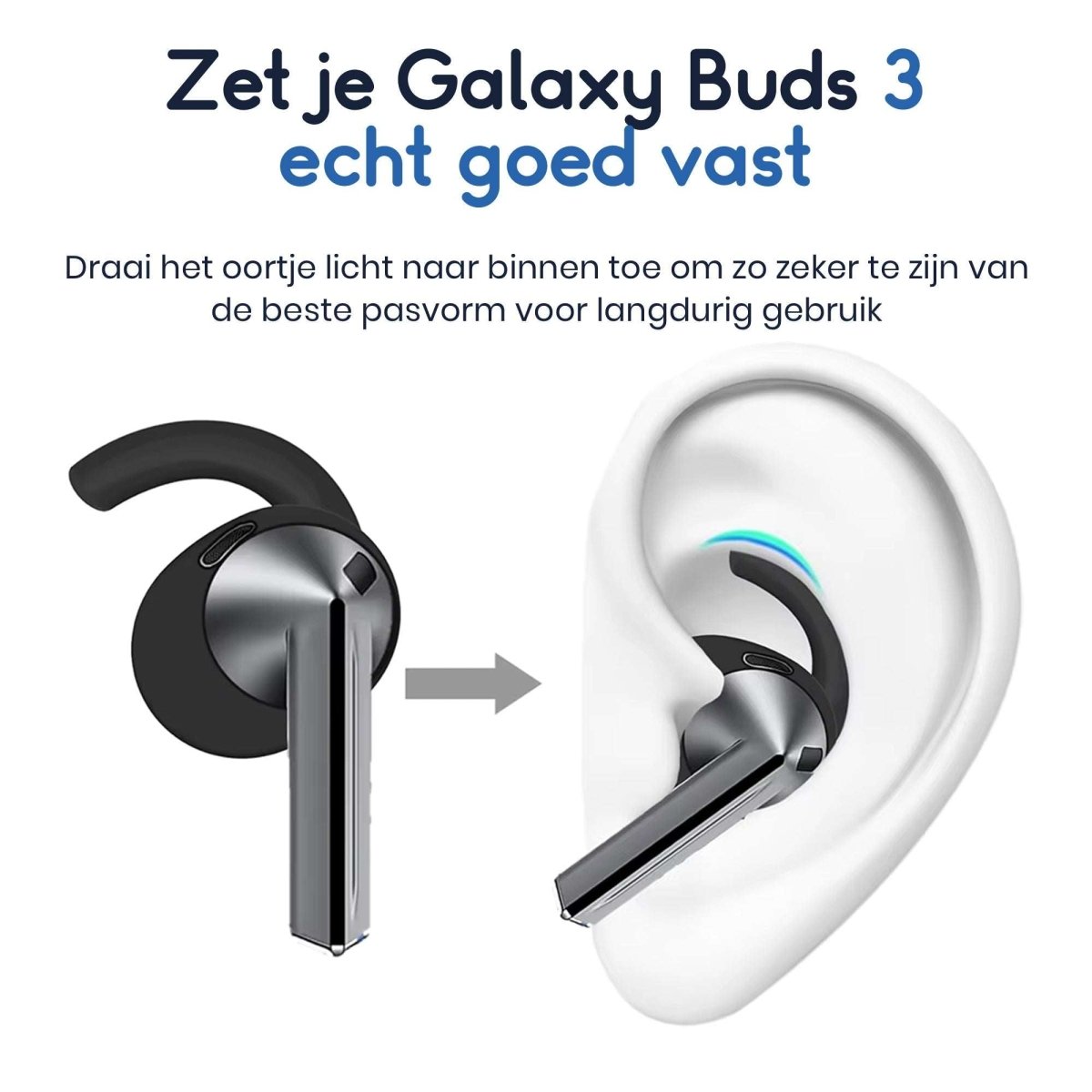 Ibley Sport hooks wit voor Samsung Galaxy Buds 3 - Oorhaken - Siliconen sport haken - Geschikt voor Samsung Galaxy Buds 3 - Set van 2 - Ibley