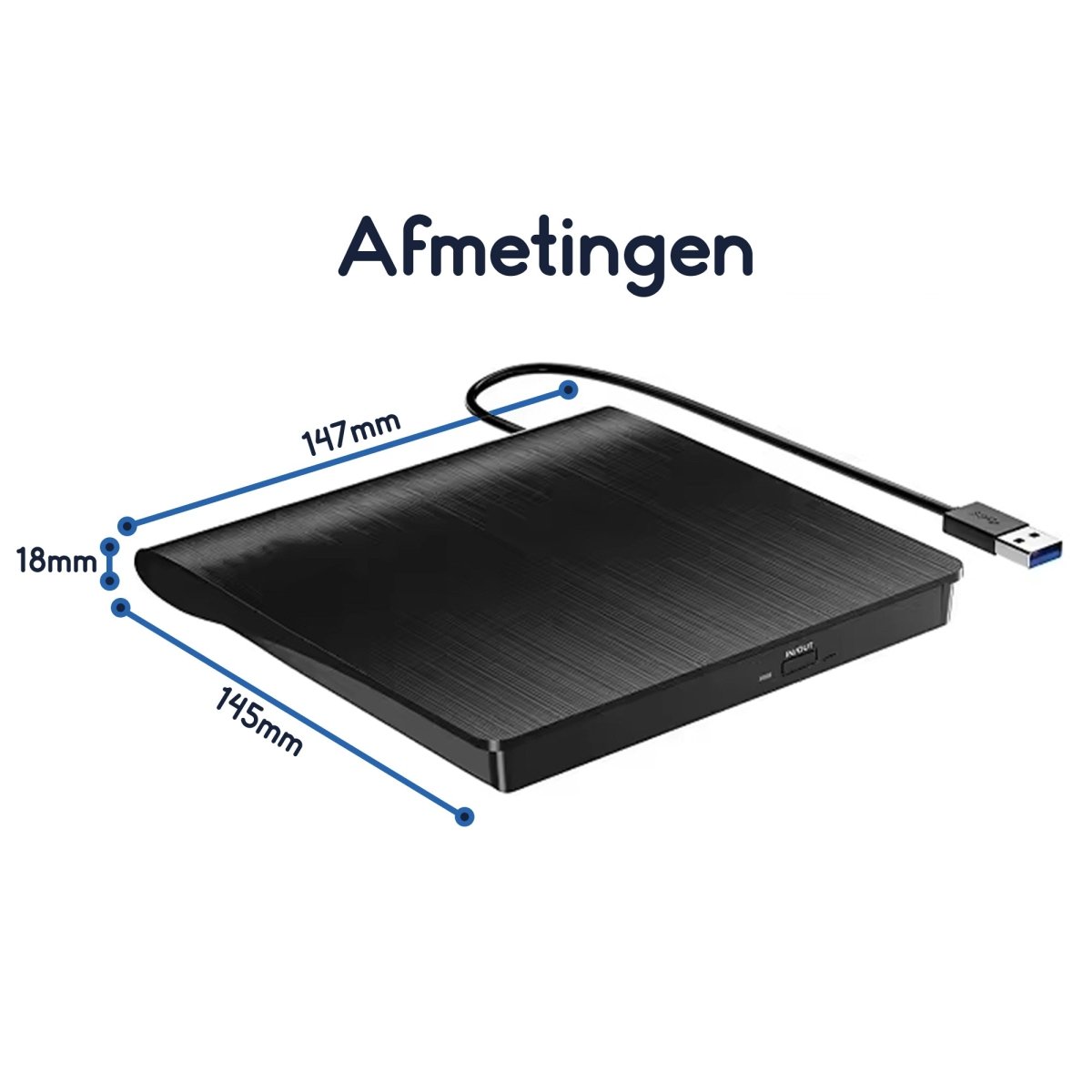 Ibley USB 3.0 DVD/CD Speler & Brander - Compact en Draagbaar - Plug & Play voor Windows, Mac & Linux - Ibley