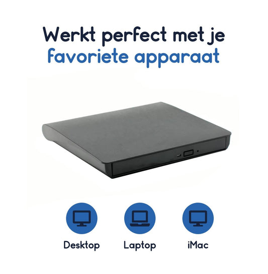 Ibley USB 3.0 DVD/CD Speler & Brander - Compact en Draagbaar - Plug & Play voor Windows, Mac & Linux - Ibley