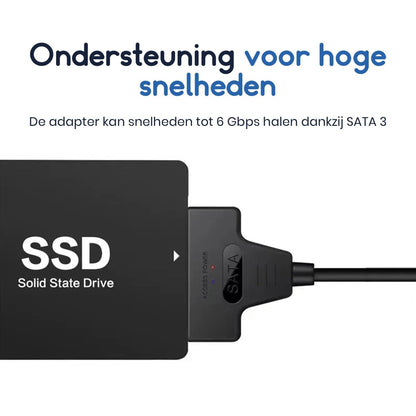Ibley USB 3.0 naar SATA III adapter | SATA 3 adapter kabel | 7 pin, 15 pin en 22 pin | Geschikt voor SSD’s en 2.5” HDD’s | 22cm kabel - Ibley