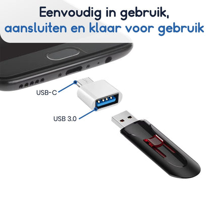 Ibley USB - C Adapter – USB - C naar USB - A – OTG Converter – USB 3.0 – Wit - Ibley