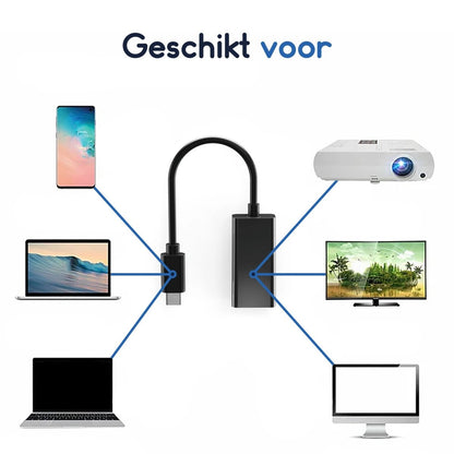 Ibley USB - C naar HDMI Adapter – 4K @60Hz – Plug & Play – Zwart – Compact & Universeel - Ibley