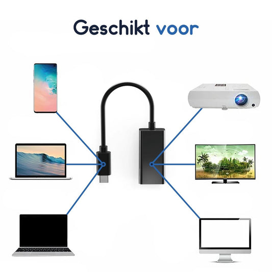 Ibley USB - C naar HDMI Adapter – 4K @60Hz – Plug & Play – Zwart – Compact & Universeel - Ibley