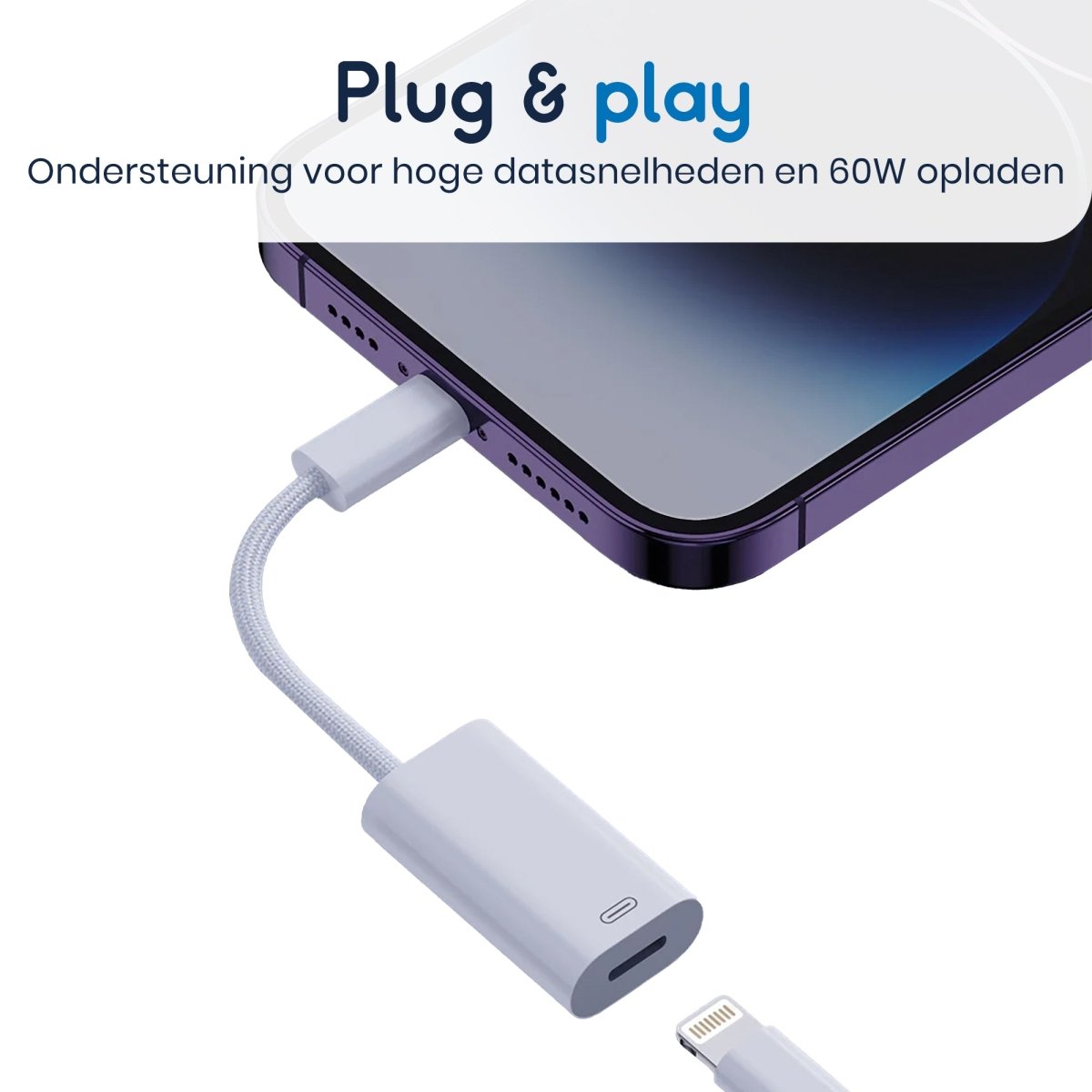 Ibley USB - C naar Lightning adapter wit - Data overzetten & opladen - Lightning naar USB - C adapter - USB - C converter - Lightning female naar USB - C male - Geschikt voor iPhone 15/16, iPad en Macbook - Ibley