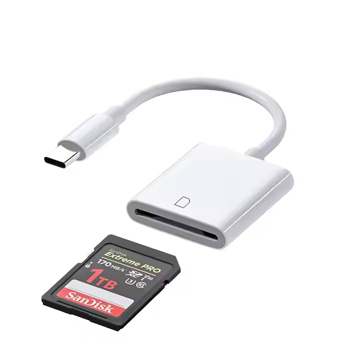Ibley USB - C SD kaartlezer wit - Cardreaders - SD/TF kaartlezer - USB - C aansluiting - Plug & Play - Windows, MacOS, Android, iOS, iPadOS, Linux - Ibley