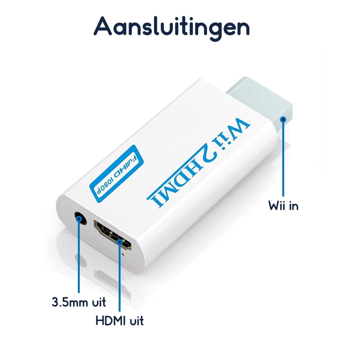 Ibley Wii naar HDMI Adapter - 1080p Full HD - Plug & Play - Wit - Ibley