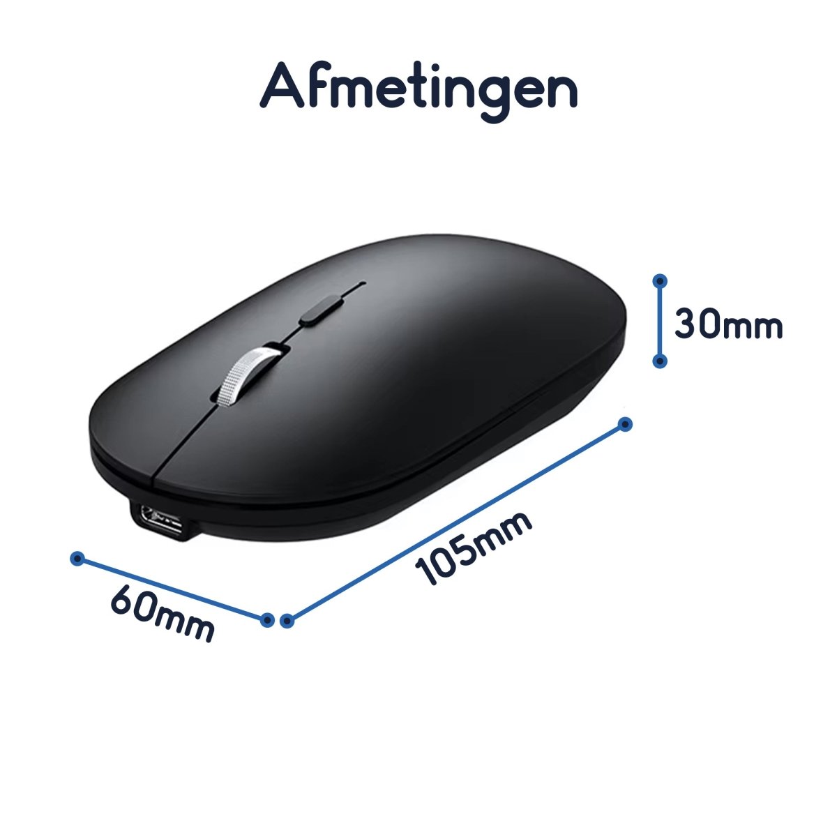 Ibley X2 Computermuis Zilver - Draadloze Oplaadbare Muis – Stil Klikken – Bluetooth 5.0 & USB – DPI Instelbaar – USB - C – Plug & Play - Ibley