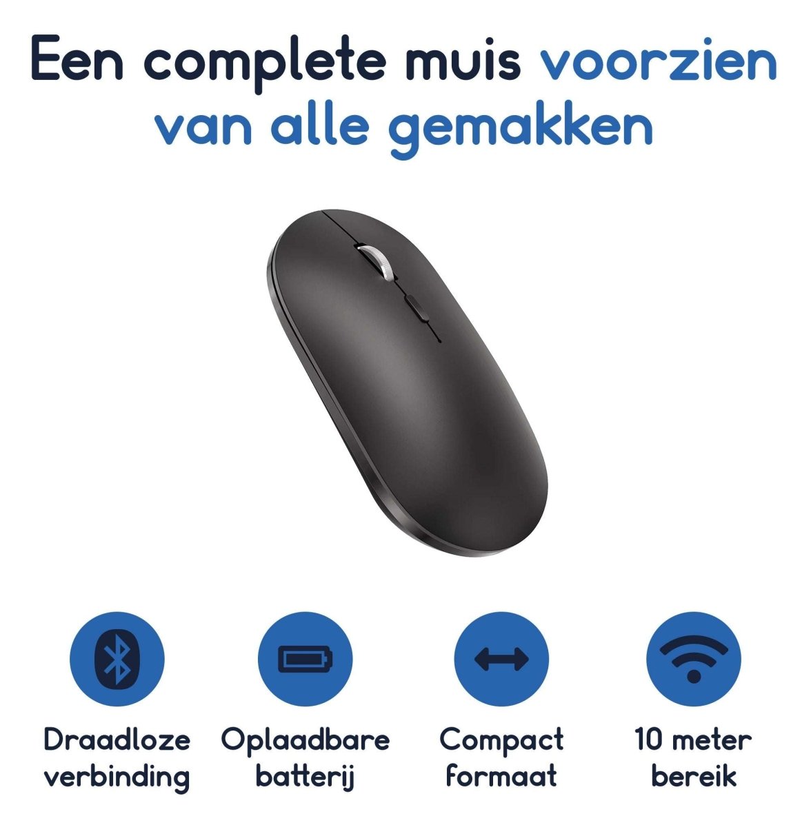 Ibley X2 Computermuis Zwart - Draadloze Oplaadbare Muis – Stil Klikken – Bluetooth 5.0 & USB – DPI Instelbaar – USB - C – Plug & Play - Ibley