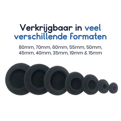 Ibley Zachte foam oorkussens 45mm - 10 stuks / 5 paar - universeel geschikt - Spons oordop kussens - voor hoofdtelefoons - Zwart - Ibley