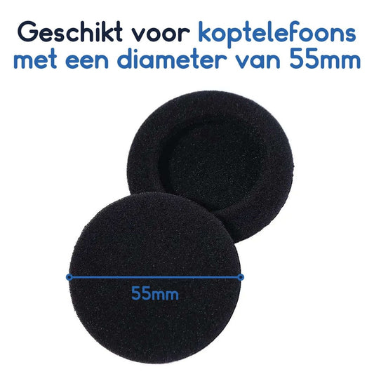 Ibley Zachte foam oorkussens 55mm - 10 stuks / 5 paar - universeel geschikt - Spons oordop kussens - voor hoofdtelefoons - Zwart - Ibley