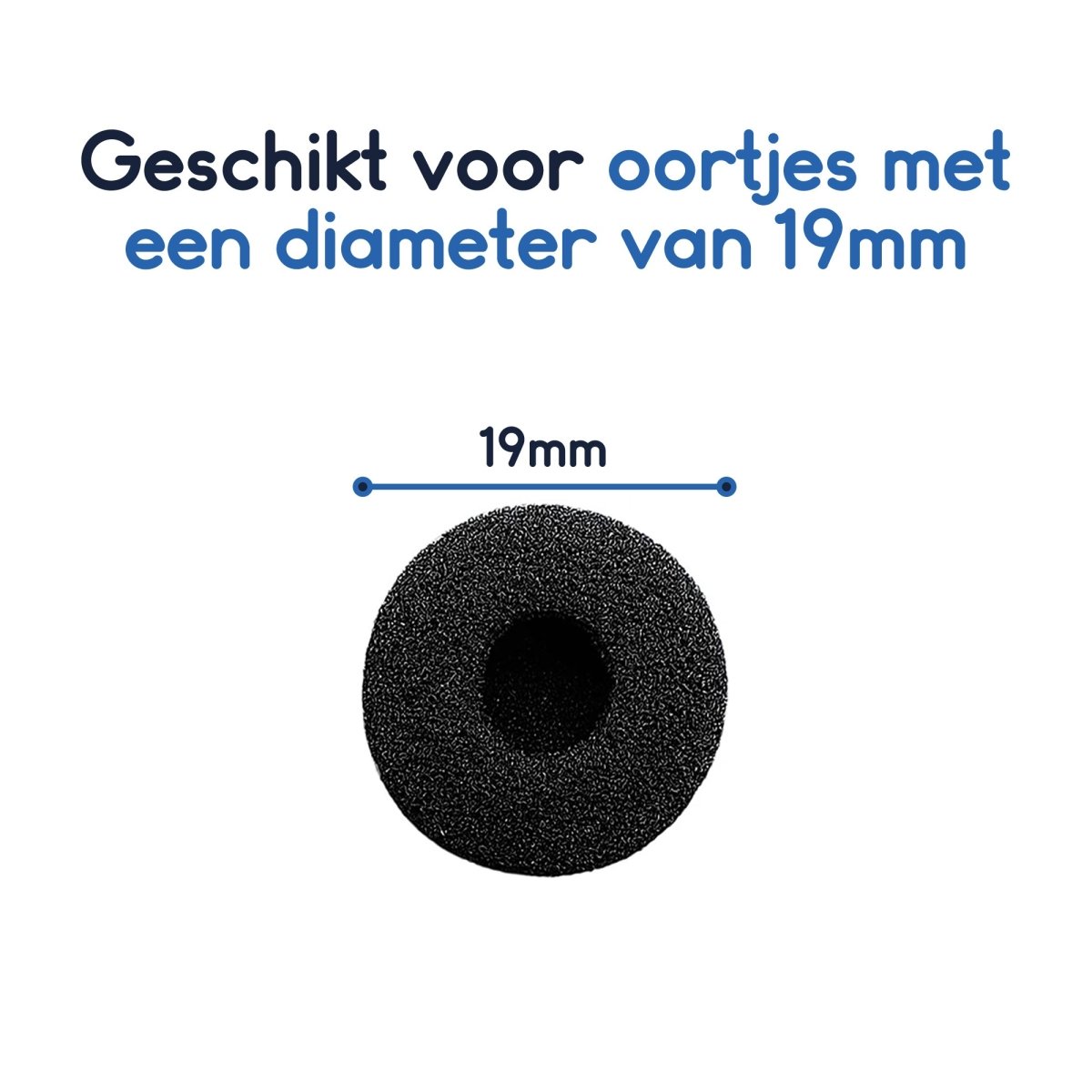 Ibley Zachte foam oortips 19mm - 10 stuks / 5 paar - universeel geschikt - Spons oordop kussens - voor oortjes - Zwart - Ibley