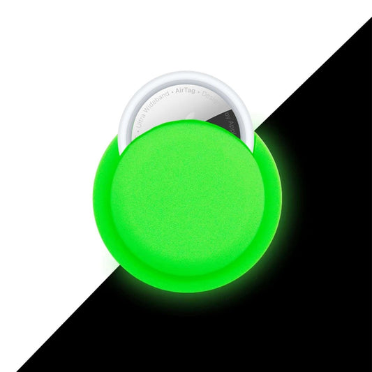 Ibley Zelfklevend siliconen hoesje voor Apple AirTag glow in the dark groen - Sticky AirTag case - Sticker case - Ibley