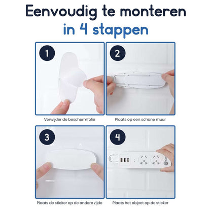 Ibley Zelfklevende Spijker – Monteren zonder boren – Wit – 1 stuk – Herbruikbare plakstrip – Voor wandmontage - Ibley